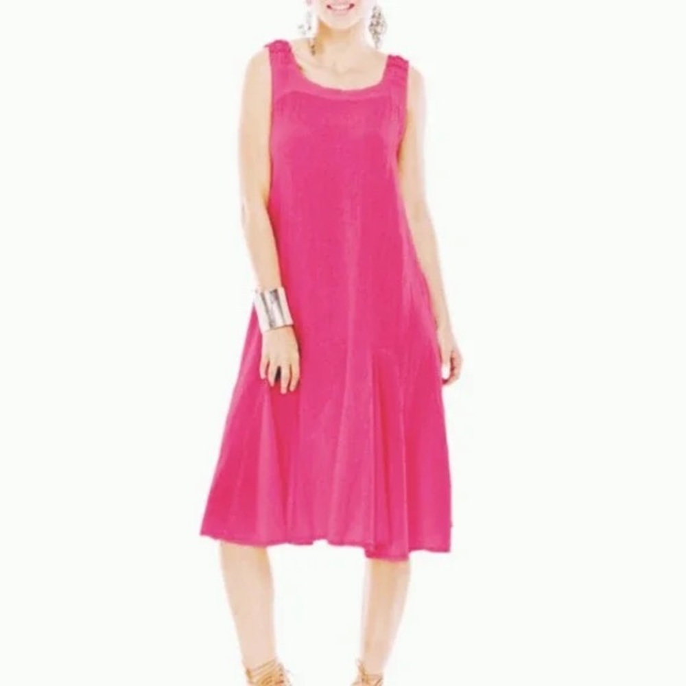 Oh My Gauze! Bright Pink Sleeveless Midi Sundress